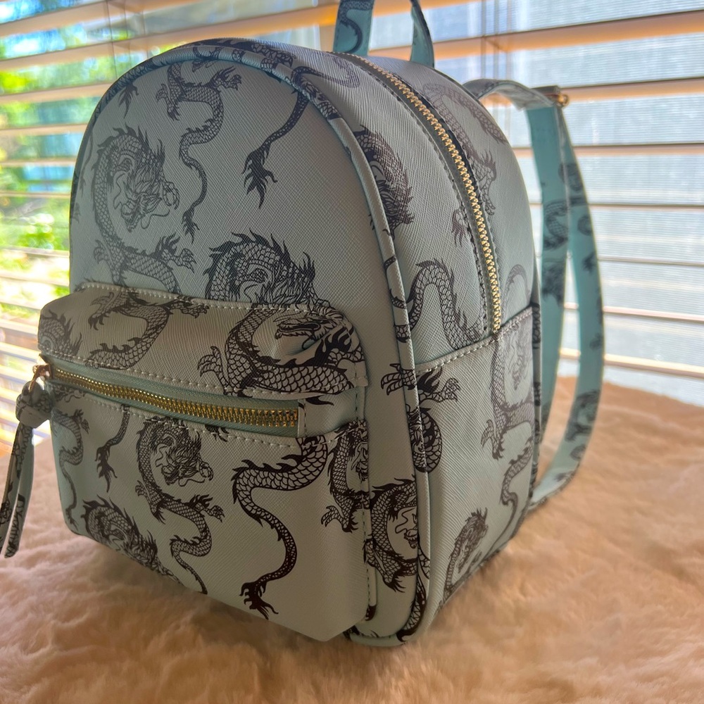Japanese styled dragon mini backpack! Mint green with tags!